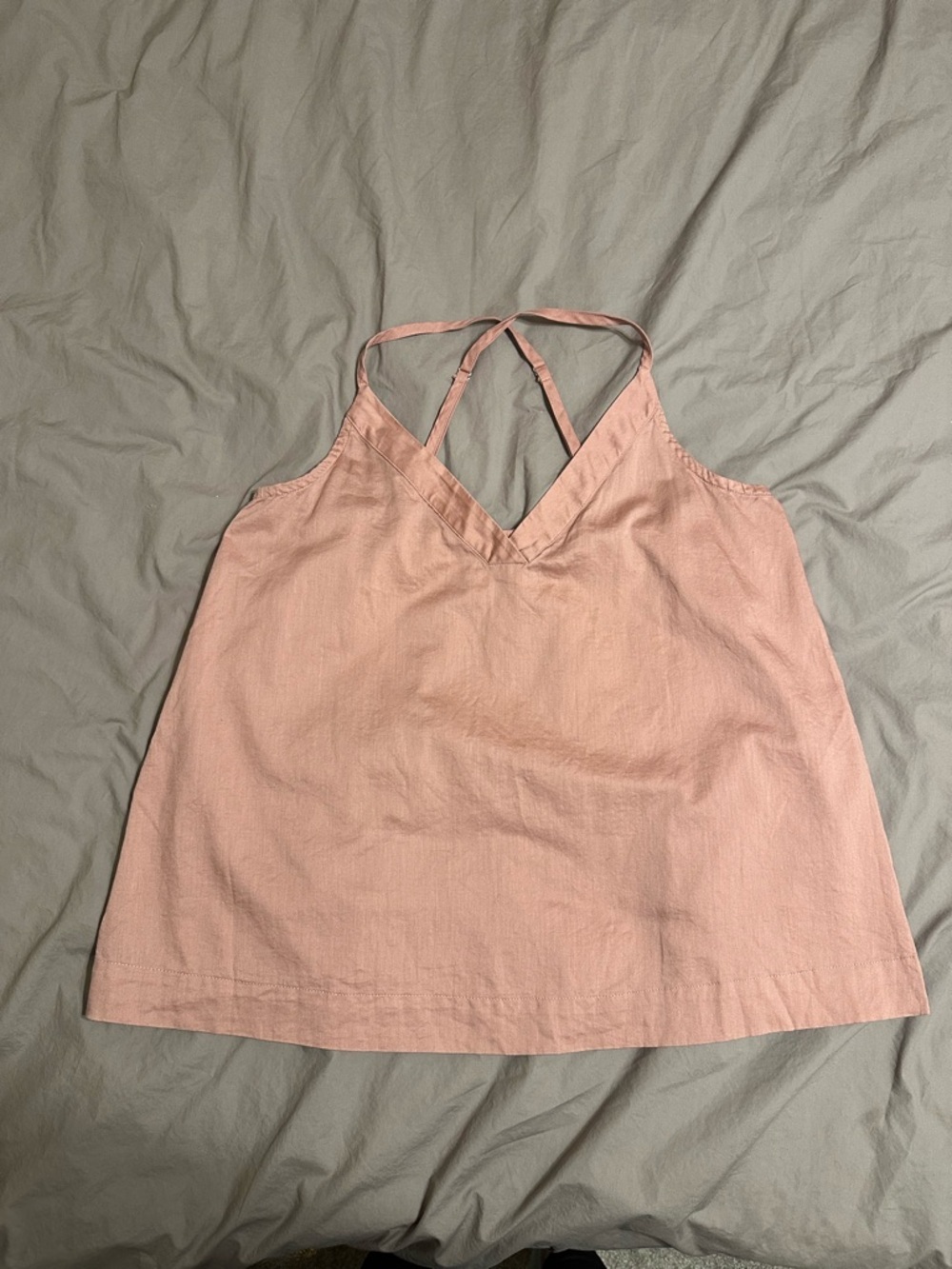 Athleta Sleep Tank Top Womens Medium Blush Crisscross Back Straps Cotton Cozy